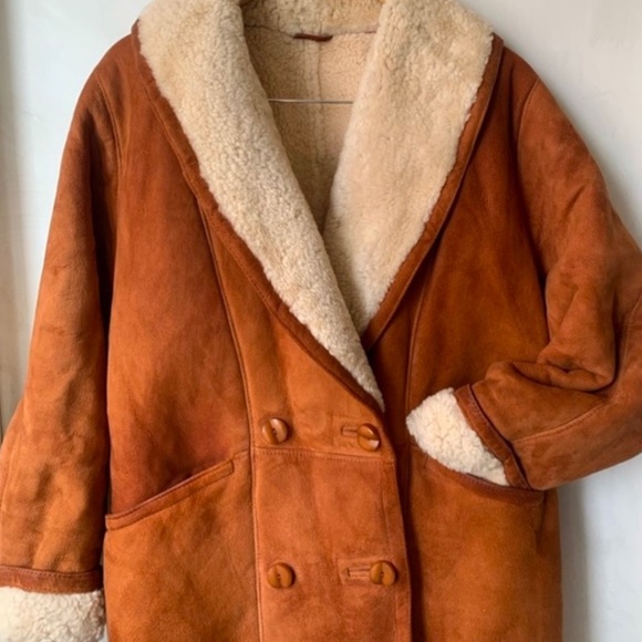 Jackets & Blazers - Vintage Shearling Coat - Rust Orange
